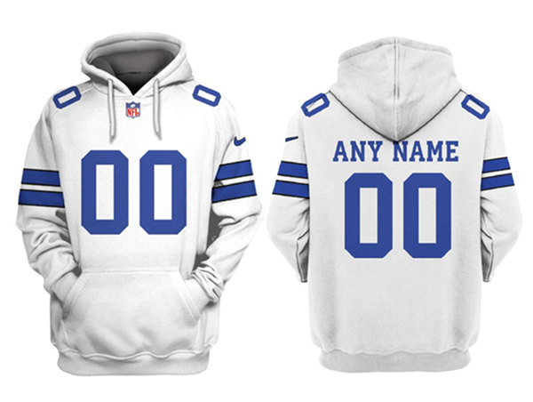 Men's Dallas Cowboys Customized White Pullover Hoodie